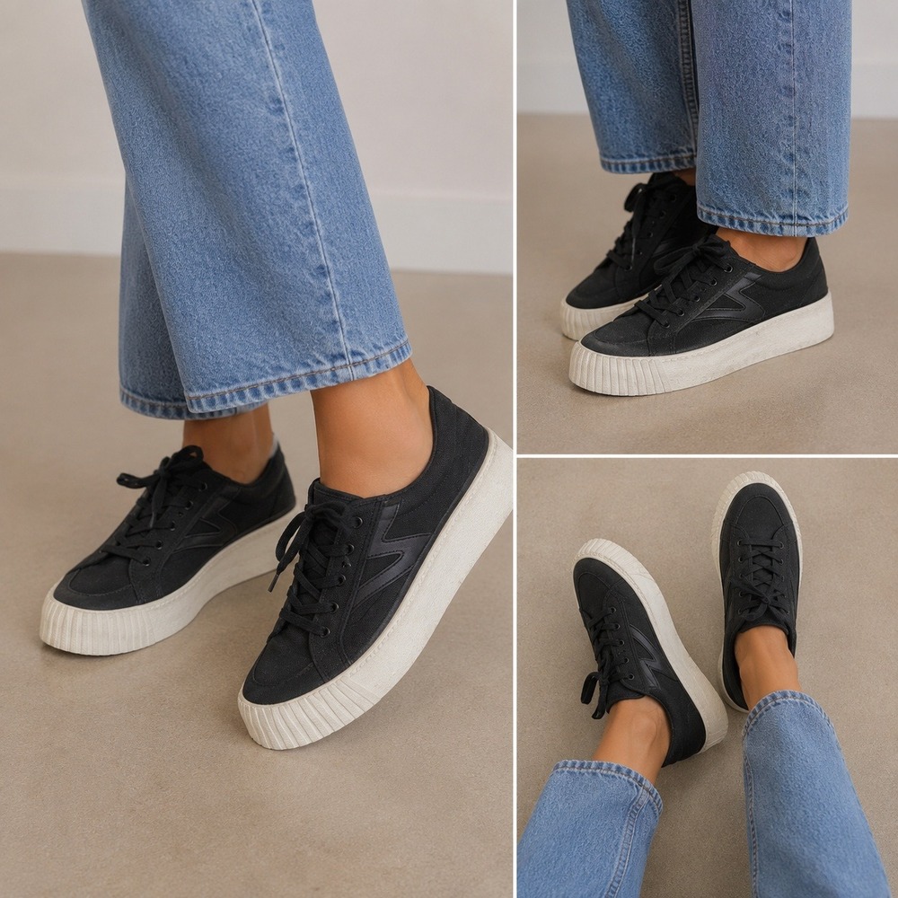 Tretorn Sneakers Womens 7.5 Black WTNYLITEBOLD Platform Goth Grunge Streetwear